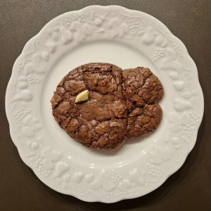 Photo of a chocolate cookie in the shape of a fish