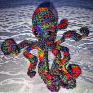 Photo of a crocheted rainbow octopus