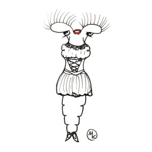 Cartoon illustration of a rotifer dressed as a ballerina