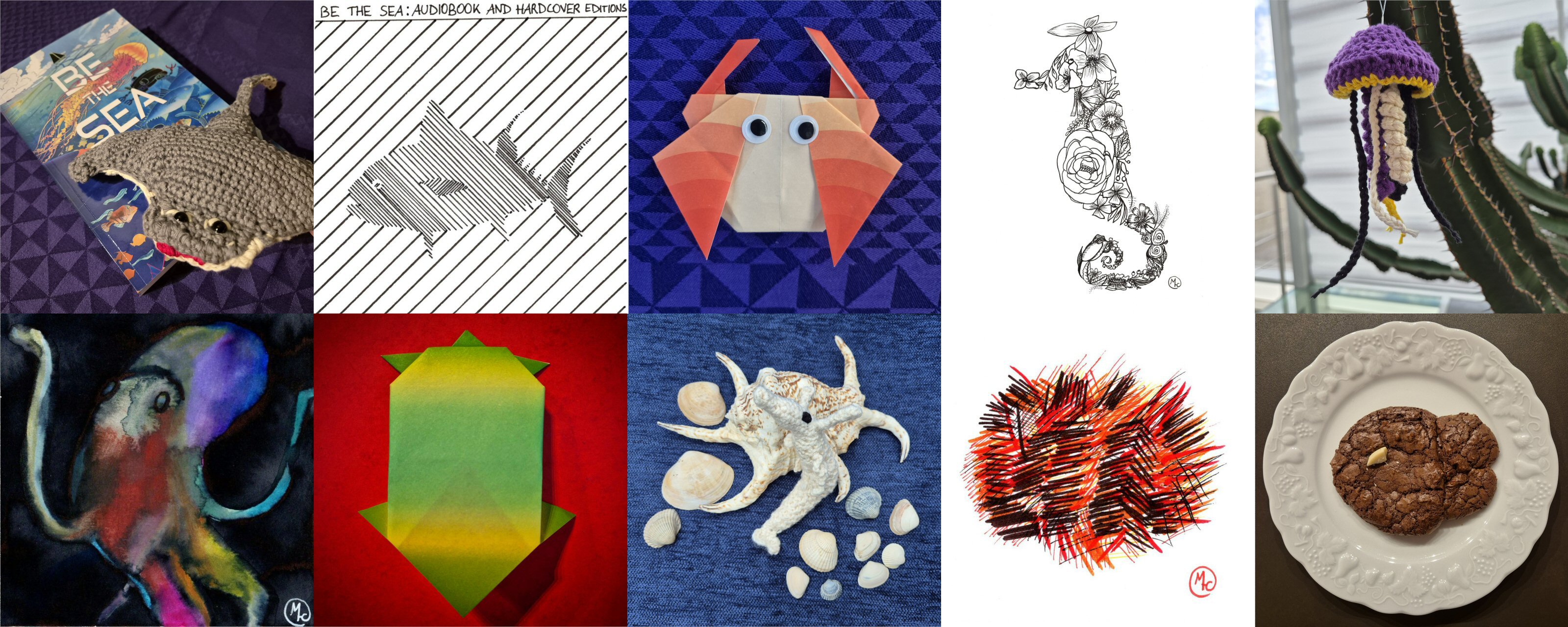 Small photos and scans of the first 10 Sea Creatures of the Day for the BE THE SEA campaign