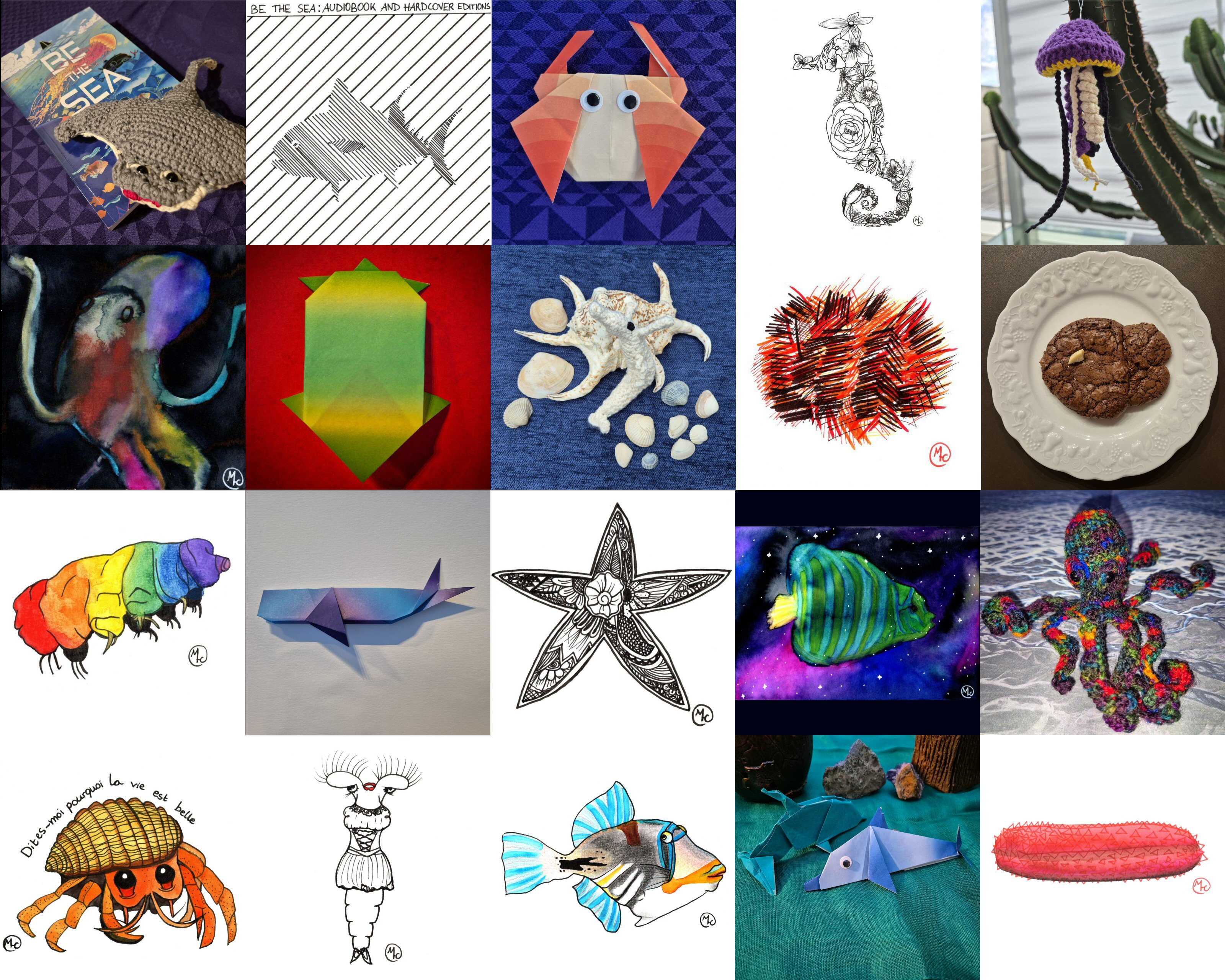 This image includes 20 small square images, each showing a Sea Creature.