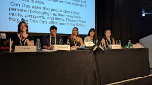 Photo of the 5 panellists of "The Purpose of Dragons".