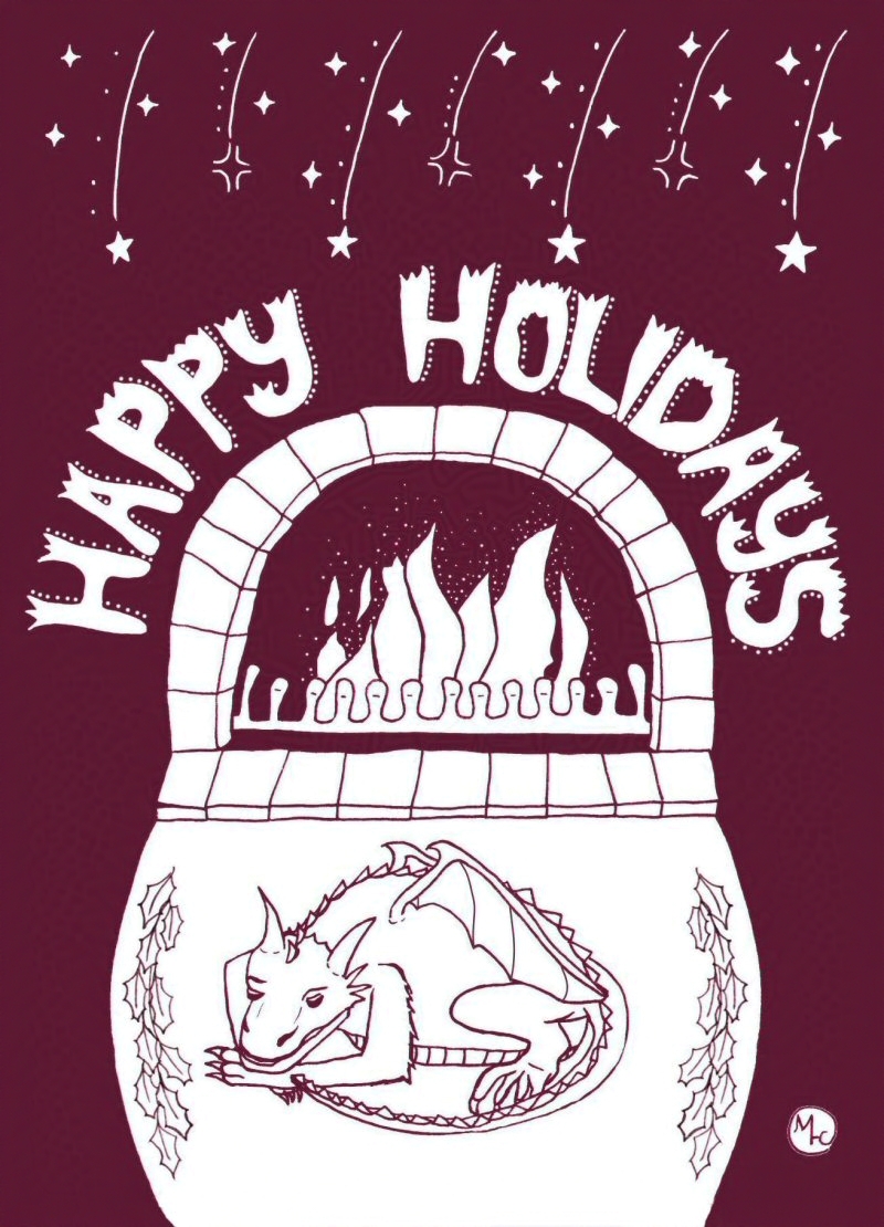 Sleepy Dragon holiday card
